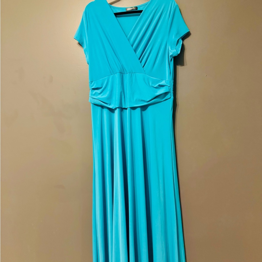 Blue Flutter Sleeve Wrap Maxi Dress